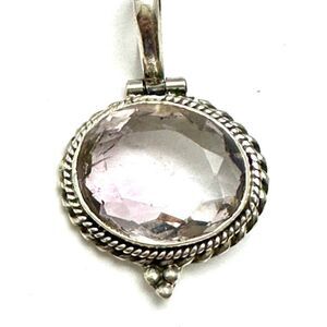 Rose Quartz Pendant Sterling Silver Stamped 926 Comes with 16 or 18 inch Necklac